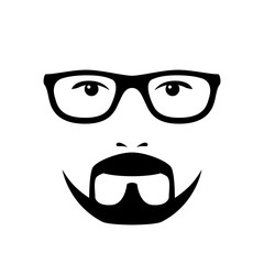 Man face with glasses and beard. Photo props. Vector