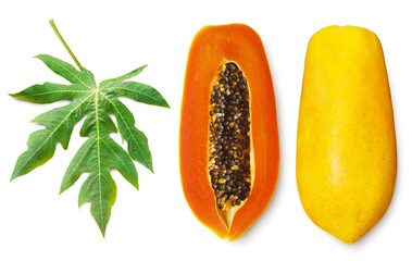 Papaya fruits isolated on white background
