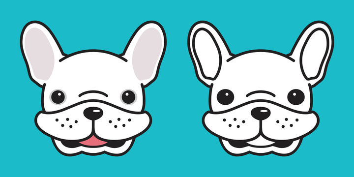 dog vector french bulldog icon head dog smile illustration character cartoon doodle white