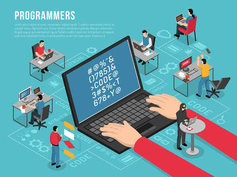 Programmers Work Isometric Conceptual Composition 