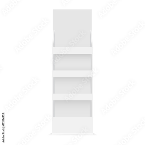 "Cardboard POS display mockup front view. Vector