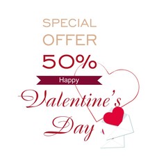 Valentines day sale background with Heart. Vector illustration.