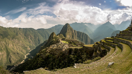 Uitzicht op de verloren Inca-stad Machu Picchu in de buurt van Cusco, Peru.