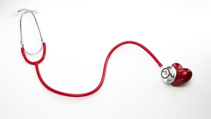 Red stethoscope with red heart