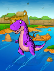 Tyrannosaurus on the river background