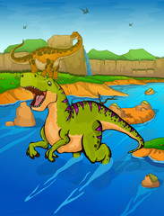 Tyrannosaurus on the river background