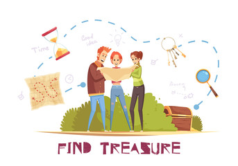 Find Treasure Vector Illustration