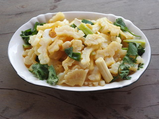 Chinese food-Stir fried bitter gourd with salty eggs 