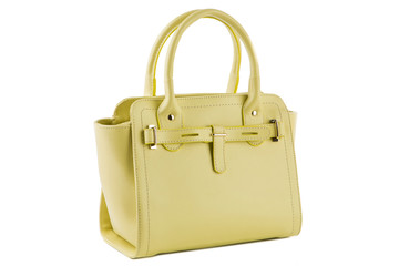 yellow female bag on a white background