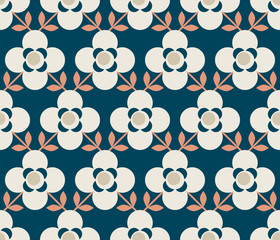 seamless retro pattern with flowers and leaves