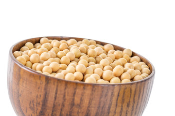 Soybean in a wooden bowl.
