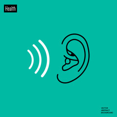 Ear sound. Ear icon. Good hearing