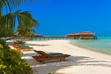 Loungers on Maldives beach