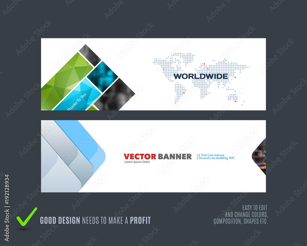 Wall mural abstract vector set of modern horizontal website banners