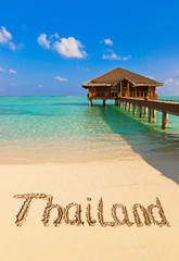 Word Thailand on beach
