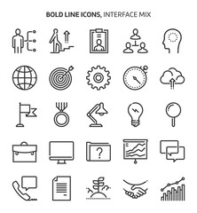 Interface, bold line icons