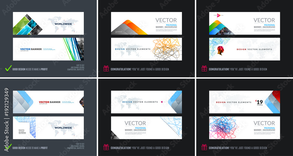 Wall mural abstract vector set of modern horizontal website banners