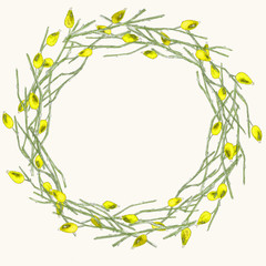 Obraz premium Watercolor Botanical Wreath with Briar Branches. 