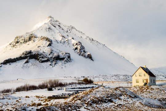 beautiful cottage at icelandic country