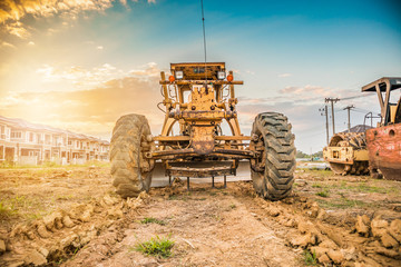 heavy machinery at construction site