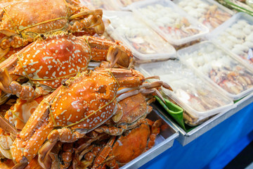 Cooked crab in the market