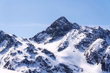 Fototapeta na wymiar Snowy mountains in ski resort St. Jakob, Defereggen Valley, Austria