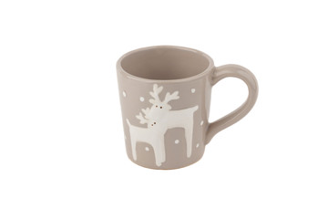Grey ceramic cup for coffee or tea, white background