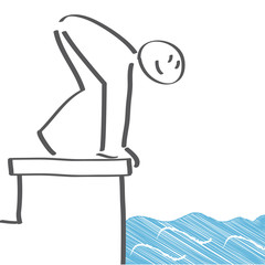 Schwimmer springt von Startblock - Vektor Illustration