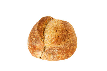 Appetizing crunchy crust bread isolated on white background