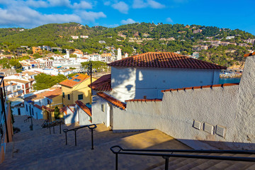 Typical street detail in a small resort village Llafranc (Costa Brava, Spain) © Arpad