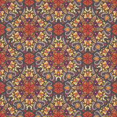 Ornate floral seamless texture, endless pattern with vintage mandala elements.