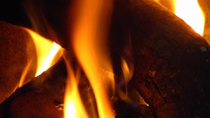 Fuego y troncos ardiendo