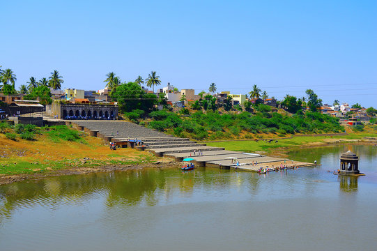 Ghat on the bank of Krishna river, Bhilavdi near Sangli Maharashtra