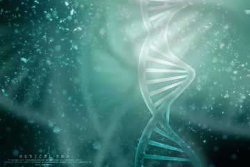 3d render of DNA structure, abstract background