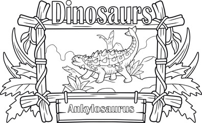 prehistoric dinosaur, ankylosaurus, coloring book