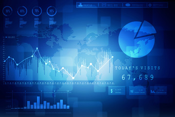 2d rendering Stock market online business concept. business Graph 