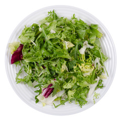 Mix of lettuce leaves in a white plate