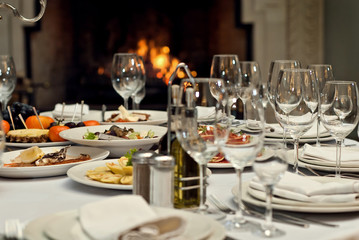 delicious dishes on the table in the restaurant
