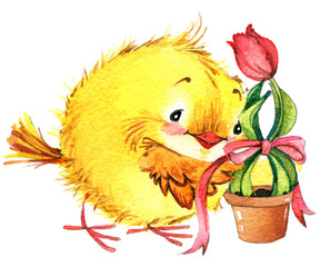 cute bird watercolor illustration