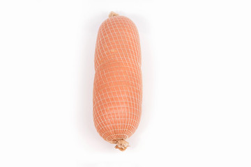 boiled sausage on a white background