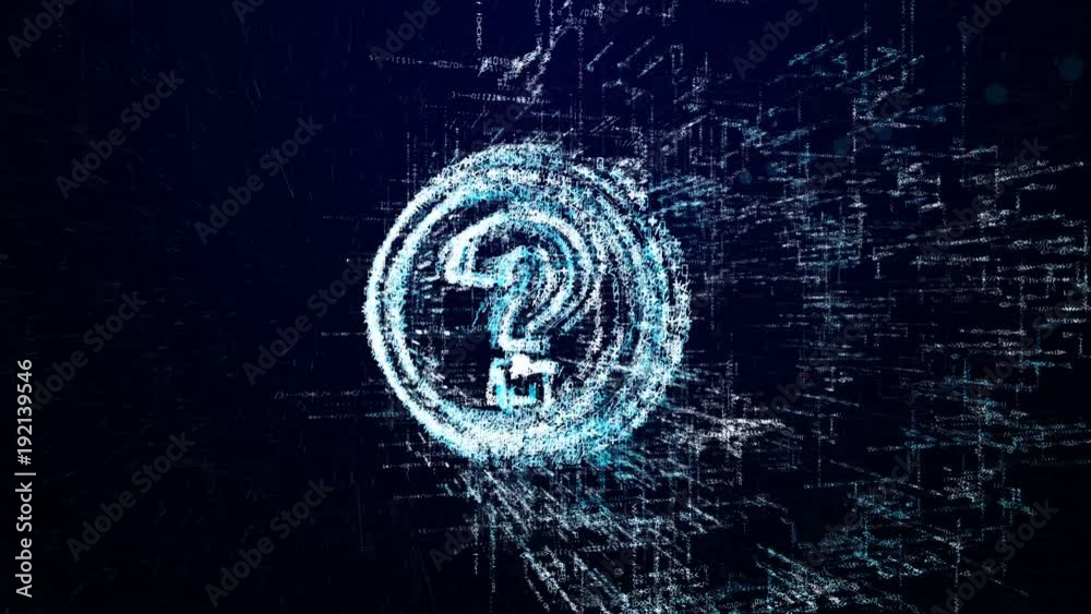 Wall mural question mark icon consisting of interactive digit and symbol. question mark icon in digital cyber s