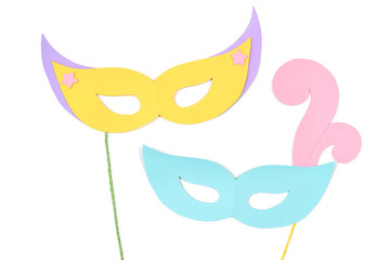 Masks paper cut on white background - isolated