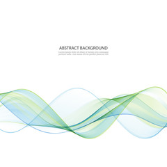 Abstract vector wave background, blue and green waved lines for design brochure, website, flyer