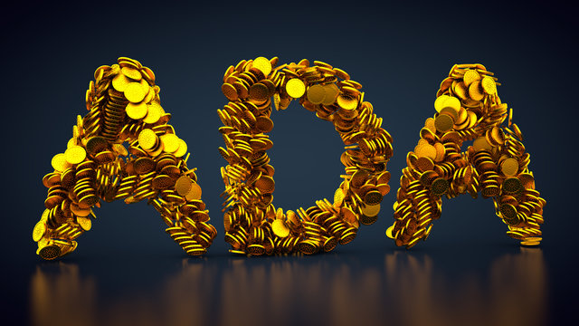 goldene Münzen formen Kryptowährung CARDANO
