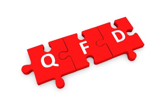 QFD puzzle conceptual white background 3d illustration
