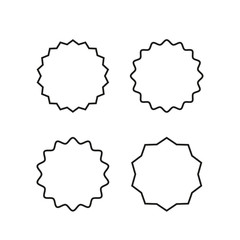 Vintage labels, stickers. Set of line, outline starburst, sunburst badges. Black on white color.