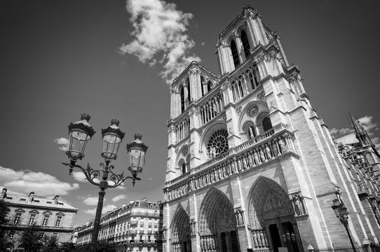 Fototapeta Notre Dame de Paris black and white, France