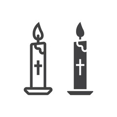 Easter candle line and glyph icon, easter and holiday, flame sign vector graphics, a linear pattern on a white background, eps 10.