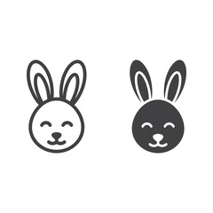 Easter rabbit line and glyph icon, easter and holiday, bunny sign vector graphics, a linear pattern on a white background, eps 10.
