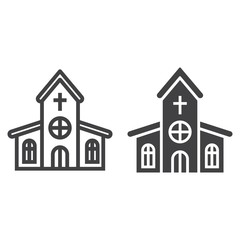 Church line and glyph icon, easter and holiday, building sign vector graphics, a linear pattern on a white background, eps 10.